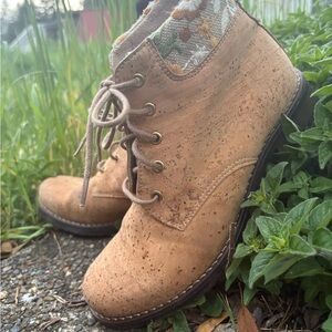 Cottagecore Embroidered Cork Ankle Boots from Portugal